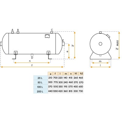 Serbatoio aria in acciaio Gianneschi da 100 litri
