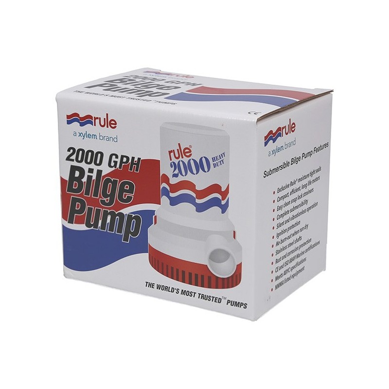 Pompe de cale Rule 2000 (12V) - 7500 L/h | Lyvio Marine