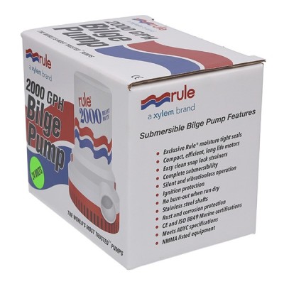 Pompe de cale Rule 2000 (24V) - 7500 L/h | Lyvio Marine