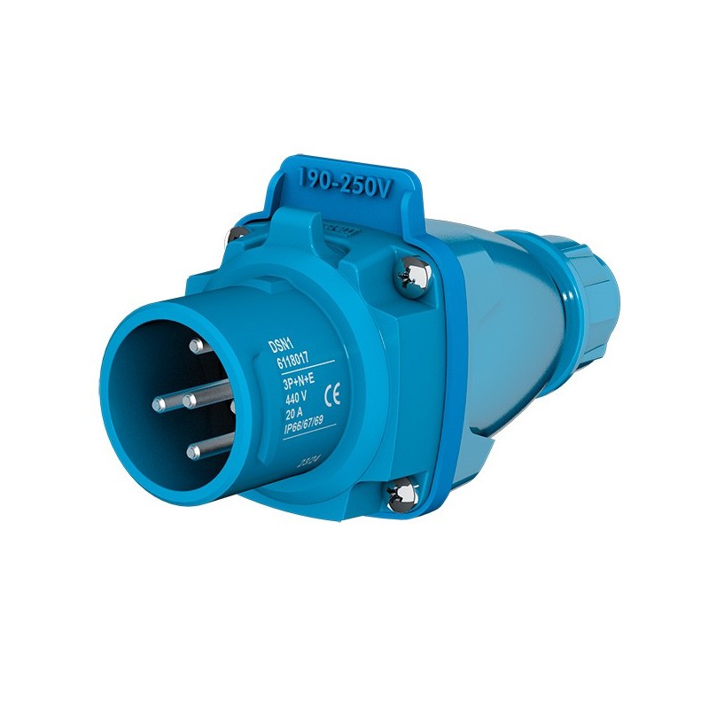 Fiche mâle Marechal DSN1 20A 230V 2P+T | Étanchéité IP67