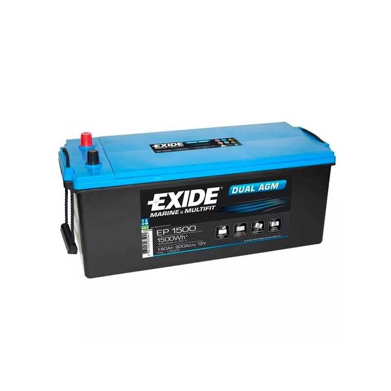 Batteria Exide Dual AGM EP1500 e EP2100 12V 180Ah e 240Ah Alta prestazione Lyvio Antibes