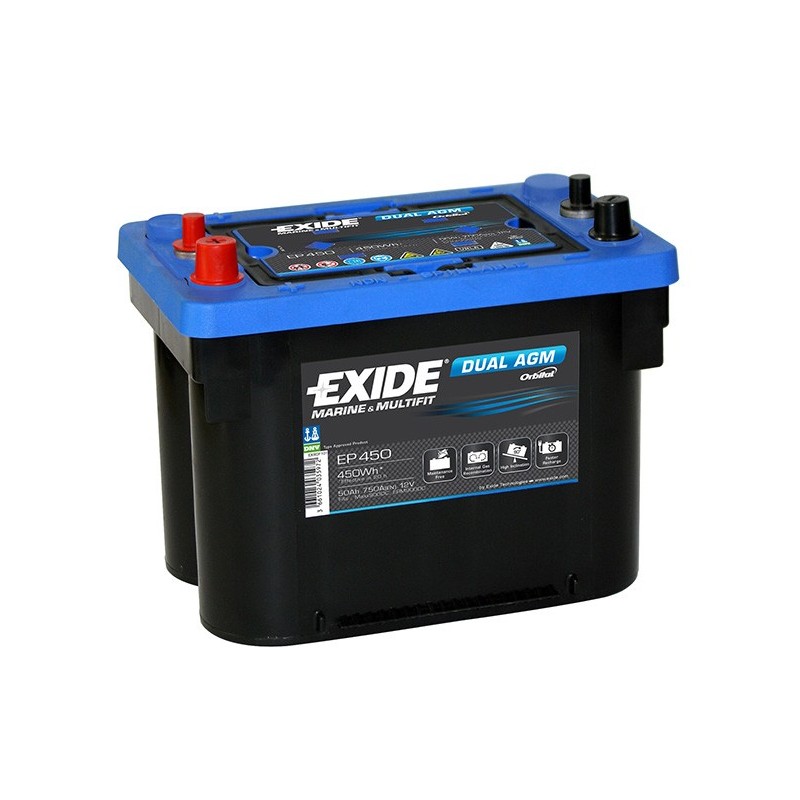 Batterie Exide AGM Orbital EP450 12V 50Ah 750A Technologie spirale Lyvio Antibes