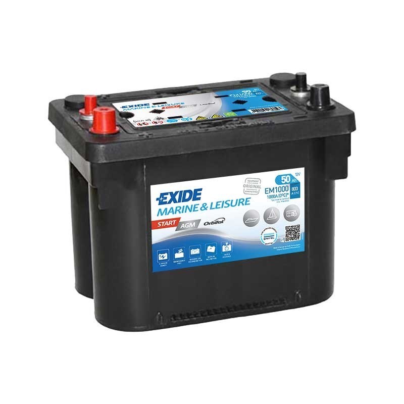EXIDE EM1000 Start AGM battery | 12V 50Ah 800A | Marine Startup