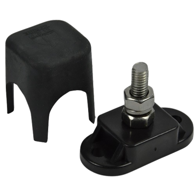 Borne de jonction BEP 6mm noire pour pôle négatif avec capot de protection Électricité bateau Lyvio Antibes