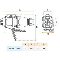 Fiche mâle DSN3 - 32A (1P+N+T) Marechal Electric