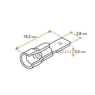Capicorda maschio piatto Faston isolato in PVC e Rame - Lyvio Marine