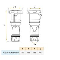 14225p POWERTOP extra extension (125a 5p) 400V Mennekes
