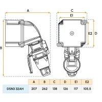 Prise femelle DSN3 - 32A (1P+N+T) Marechal Electric