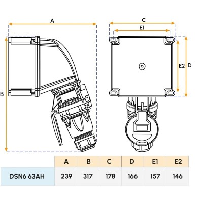 Prise femelle DSN6 - 63A (3P+T) Marechal Electric
