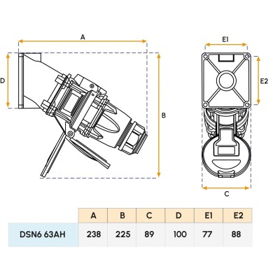 Fiche mâle DSN6 - 63A (3P+T) Marechal Electric
