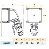 Prise femelle DSN6 - 63A (1P+N+T) Marechal Electric