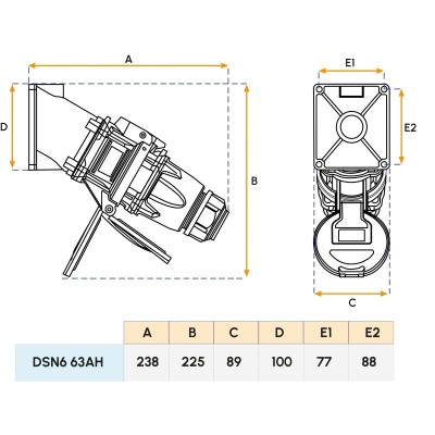 Fiche mâle DSN6 - 63A (1P+N+T) Marechal Electric