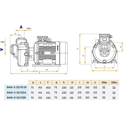 Pompa monoblocco 230/380V per imbarcazioni - Modello BMA-S32/125 B Gianneschi