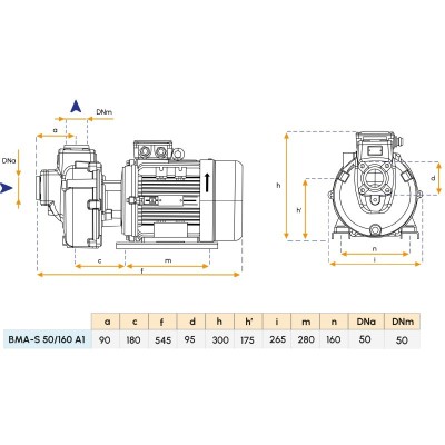 Pompa monoblocco 230/380V per imbarcazioni - Modello BMA-S50/160 A1 Gianneschi