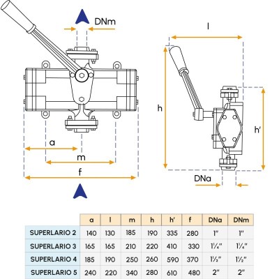 Pompe semi-rotative - Modèle SUPER LARIO 3 Gianneschi