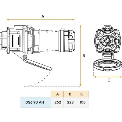 Fiche mâle DS6 - 90A (3P+N+T) Marechal Electric