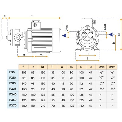 Pompa autoadescante 230/400V per imbarcazioni - Modello FQ40 Gianneschi