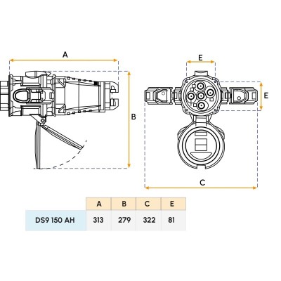 Fiche mâle DS9 - 150A (3P+N+T) Marechal Electric