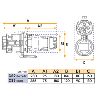 DS9 150A 3P+N+T Male Plug | Marechal Electric