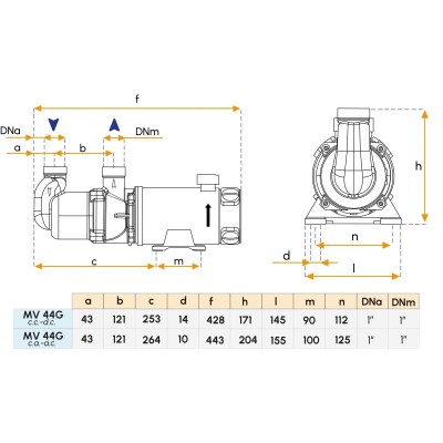 230V monobloc pump for boats - Model MV44 G Gianneschi