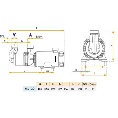 Pompa monoblocco 230/400V per imbarcazioni - Modello MVI20 Gianneschi