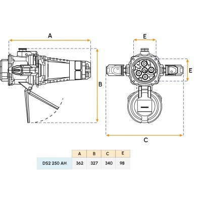 Fiche mâle DS2 - 250A (3P+N+T) Marechal Electric