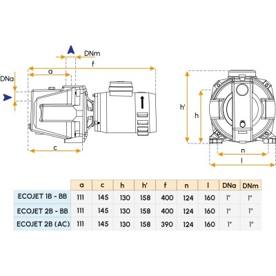 Pompa monoblocco 24V per imbarcazioni - Modello ECOJET 2B Gianneschi